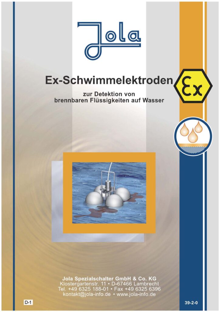 Jola Ex-Schwimmelektrodenprospekt für Gewässerschutzanlagen